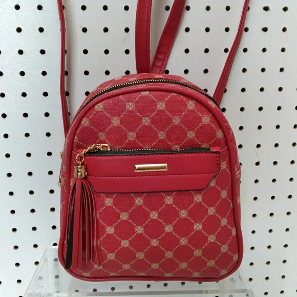 Women’s Red monogram Backpack Dimension L8"×H7.5"×W3" casual - Picture 1 of 8
